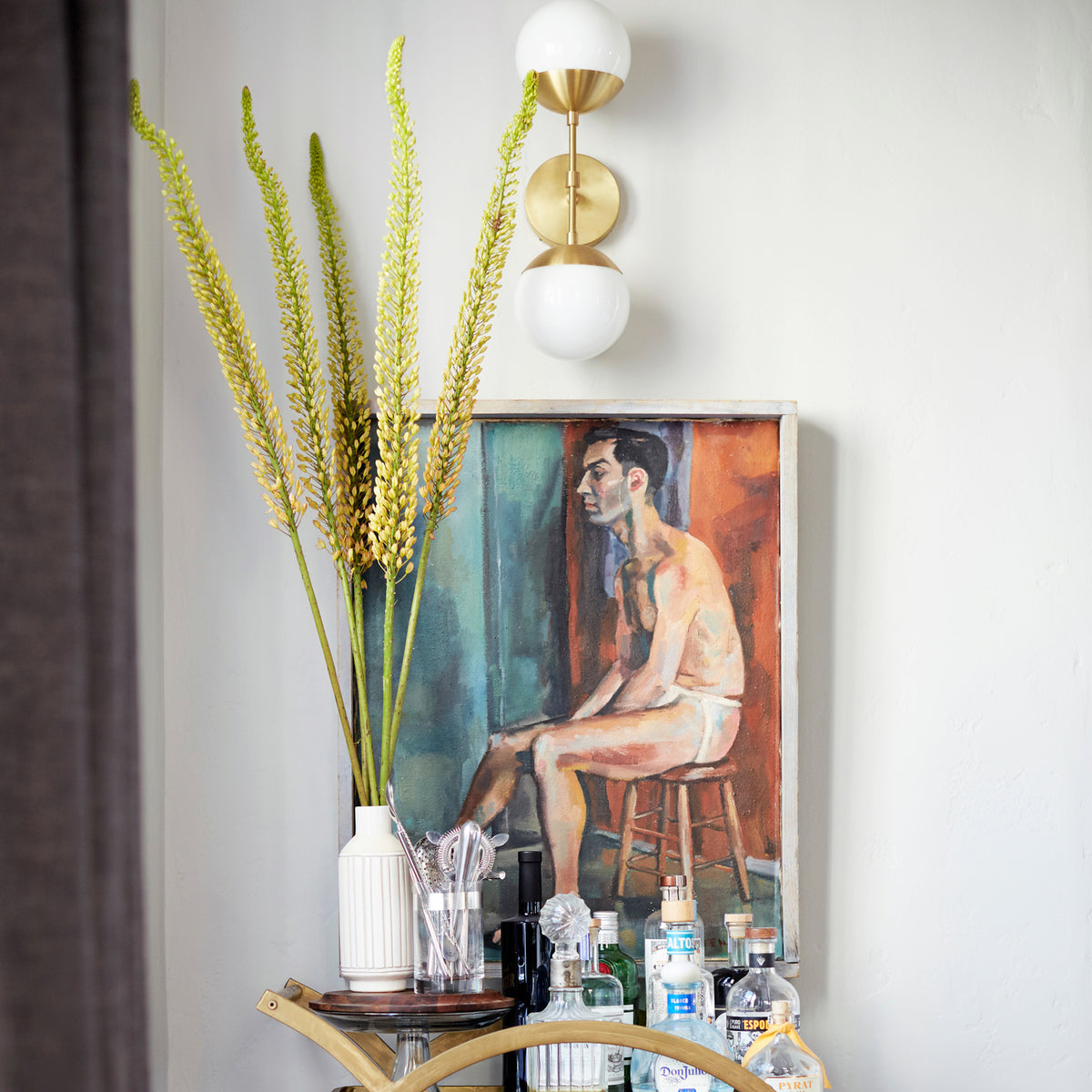 Theo shown in Brass with Opal 6" globes. Interior design by Brady Tolbert. Photo by Zeke Ruelas