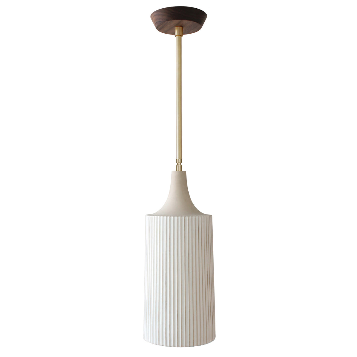 Tumwater Large Pendant shown in Brass with Walnut canopy