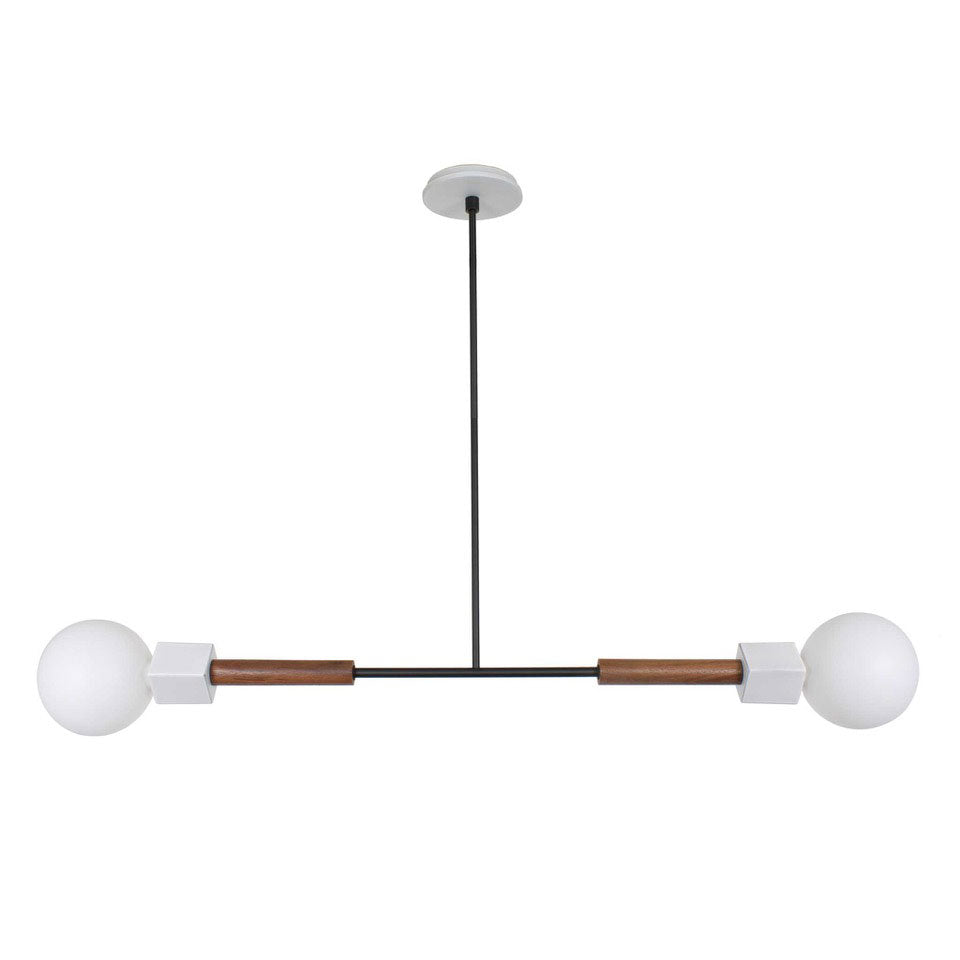Stanton Pendant shown in Walnut with Swift ceramic canopy pattern in Brownstone White 