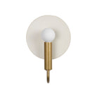 Edith ADA Sconce shown in Heirloom Brass with a Natural White Glaze Ceramic Canopy